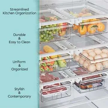 Mintitude Fridge Labels for Food Storage Containers, Preprinted White Script Clear Stickers for Easy...
