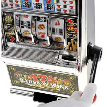 PowerTRC Jumbo Slot Machine Coin Bank | Casino Toy Slots Piggy Bank | Flashing Lights and Jackpot Sounds