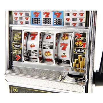 PowerTRC Jumbo Slot Machine Coin Bank | Casino Toy Slots Piggy Bank | Flashing Lights and Jackpot Sounds