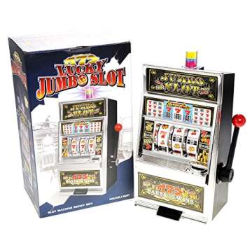 PowerTRC Jumbo Slot Machine Coin Bank | Casino Toy Slots Piggy Bank | Flashing Lights and Jackpot Sounds