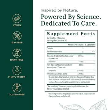 Gaia Herbs Pro Daytime HPA - Adaptogen & Nervine Supplement for Stress Support - with Ashwagandha, H...