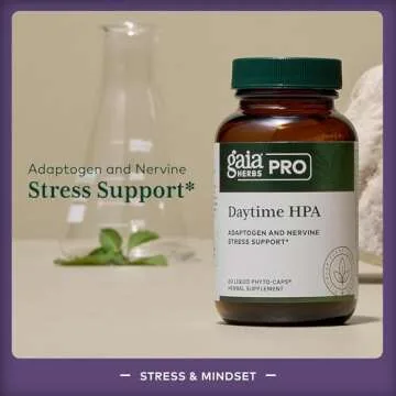 Gaia Herbs Pro Daytime HPA - Adaptogen & Nervine Supplement for Stress Support - with Ashwagandha, Holy Basil, Oats, Rhodiola & Schisandra - 120 Vegan Liquid Phyto-Capsules (60 Servings)