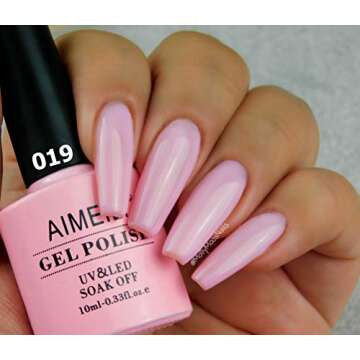 AIMEILI Soak Off U V LED Hema Free Pink Gel Nail Polish - Cake Pop (019) 10ml