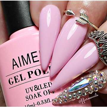 AIMEILI Soak Off U V LED Hema Free Pink Gel Nail Polish - Cake Pop (019) 10ml
