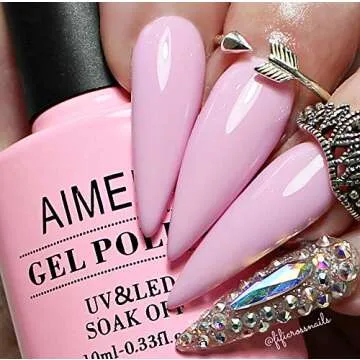 AIMEILI Soak Off U V LED Hema Free Pink Gel Nail Polish - Cake Pop (019) 10ml