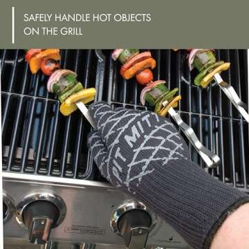 Charcoal Companion Pit Mitt - Heat Resistant BBQ Grill Glove with Aramid Fiber Construction - Textur...