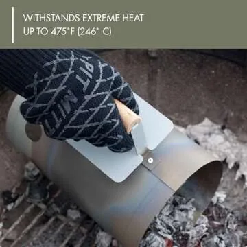 Charcoal Companion Pit Mitt - Heat Resistant BBQ Grill Glove with Aramid Fiber Construction - Textured Silicone Grip for Enhanced Control, Non-Slip BBQ Gloves- Reversible for Right or Left Hand