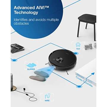ECOVACS Deebot T8 AIVI Robot Vacuum Cleaner For Floors,Carpet, Vacumming and Mopping in One-Go, Laser Mapping, Smart AI Object Recognition, On-Demand Live Video, Custom Clean, 3+ Hours of Runtime