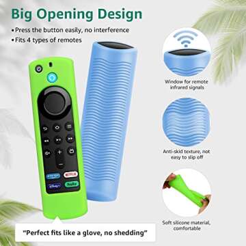 (3Pack) Hilangsan Protective Remote Cover,Streaming Stick TV 4K Cover,Remote Cover for TV Stick (3rd Gen) [2021 Release],Light Weight Shockproof Remote Case(Glow Green & Blue,Rose Red Not Glow)