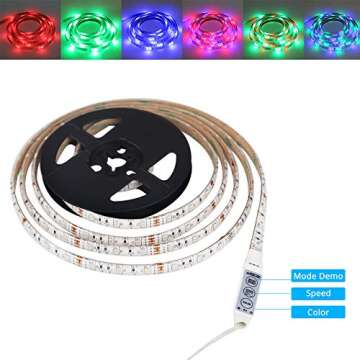 FISHBERG Waterproof 3528 SMD 120 LEDs Strip Lights Battery Operated 2M 6.6Ft Led Flexible Light Strip Crafts Lighting (Multicolor)