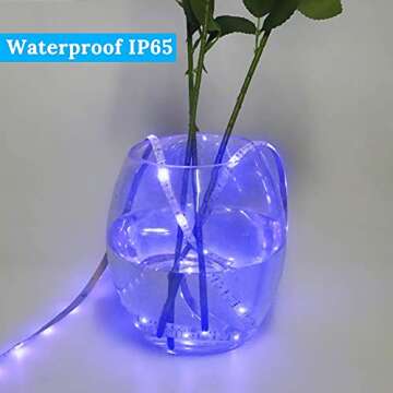 FISHBERG Waterproof 3528 SMD 120 LEDs Strip Lights Battery Operated 2M 6.6Ft Led Flexible Light Strip Crafts Lighting (Multicolor)