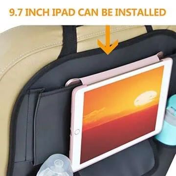 Viaviat Car Seat Organizers Waterproof Backseat Protector with Storage Pocket Large Leather Kick Mats for Kids Pets Automobile SUV Truck (Black, Large Pocket)