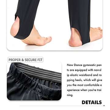 Mens and Boys Gymnastics Pants Leotard Youth Ballet Tights Stirrup Pants for Dance Yoga Practice Athletic Black