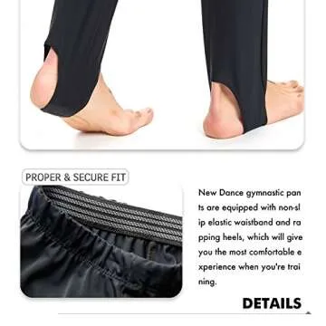 Mens and Boys Gymnastics Pants Leotard Youth Ballet Tights Stirrup Pants for Dance Yoga Practice Athletic Black