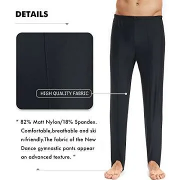 Mens and Boys Gymnastics Pants Leotard Youth Ballet Tights Stirrup Pants for Dance Yoga Practice Athletic Black
