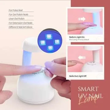 Beetles Acrylic Nail Tips Nail Glue Lamp Kit, 500pcs Gel Nail Kit Acrylic Set with Long Coffin False Nail 5 in 1 Nail Glue and UV LED Nail Lamp for Easy and Fast Nail Extension DIY Nail Art