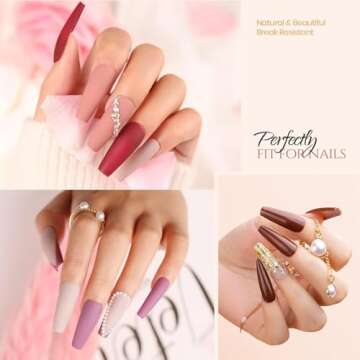 Beetles Acrylic Nail Tips Nail Glue Lamp Kit, 500pcs Gel Nail Kit Acrylic Set with Long Coffin False Nail 5 in 1 Nail Glue and UV LED Nail Lamp for Easy and Fast Nail Extension DIY Nail Art