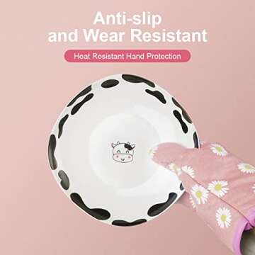 AUAUY Oven Mitts and Pot Holders Set, 392°F Heat Resistant Cooking Gloves and Hot Pads Baking Mittens Grilling Gloves BBQ Gloves Non-Slip Kitchen Mittens for Oven Cooking Baking Grilling