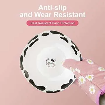 AUAUY Oven Mitts and Pot Holders Set, 392°F Heat Resistant Cooking Gloves and Hot Pads Baking Mittens Grilling Gloves BBQ Gloves Non-Slip Kitchen Mittens for Oven Cooking Baking Grilling