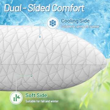 CushyOasis Shredded Memory Foam Pillows, Bed Pillows for Sleeping, Queen Size Pillows, Cooling Pillow, Stomach and Back Sleepers with Removable Washable Pillowcase (Queen*1)