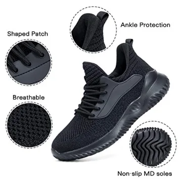 Akk Running Shoes for Men Sneakers - Lightweight Comfy Casual Memory Foam Workout Shoes for Walking Tennis Indoor Outdoor Black Size 6.5