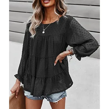 PRETTYGARDEN Women's Summer Chiffon Blouse with Mesh Sleeves