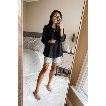 PRETTYGARDEN Women's Summer Chiffon Blouse with Mesh Sleeves