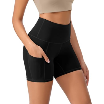 ODODOS 5" Tummy Control Yoga Shorts for Women with Pockets High Waist Athletic Workout Biker Shorts,...