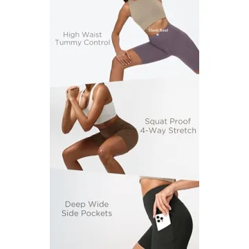 ODODOS 5" Tummy Control Yoga Shorts for Women with Pockets High Waist Athletic Workout Biker Shorts, Black, Medium