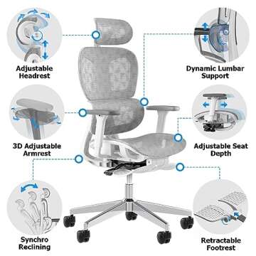 PatioMage Ergonomic Mesh Office Chair for Ultimate Comfort