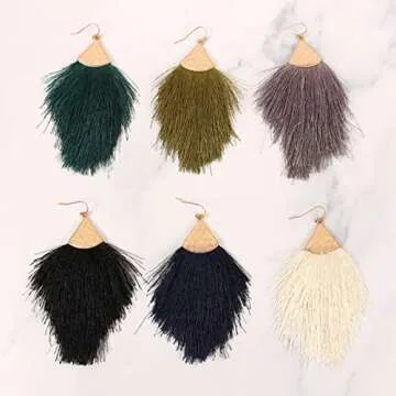 Bohemian Silky Thread Tassel Earrings - Lightweight Dangles