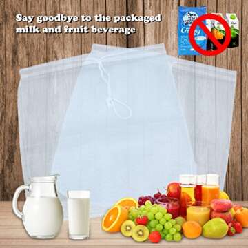 2-Pack Reusable Nut Milk Bags for Cold Brew and More