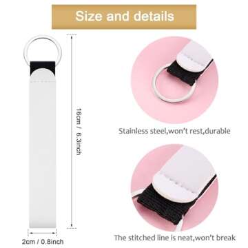 Frienda 40 Pieces Sublimation Wristlet Keychain Blanks Bulk White Neoprene Sublimation Wristlet Lany...