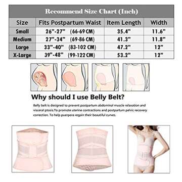 Postpartum Girdle C-Section Recovery Belt Back Support Belly Wrap Belly Band Shapewear (Pink,Medium)