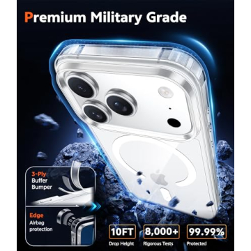 FNTCASE iPhone 17 Pro Max Magnetic Clear Case with Protection