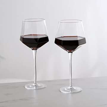 Viski Seneca Modern Wine Glasses Set of 2 Dishwasher Safe