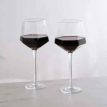 Viski Seneca Modern Wine Glasses Set of 2 Dishwasher Safe