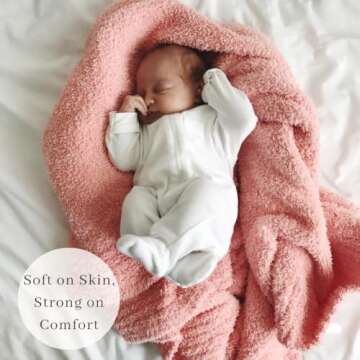 SARANONI Bamboni Luxury Baby Blanket | Plush Blanket for Infant Boys & Girls | Receiving Blanket 30” x 40” | Peach