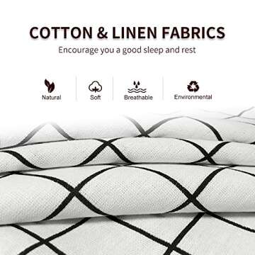 FAIRY HOUSE Durable Cotton Linen Square Decorative Throw Pillows Cushion Covers Cases Pillowcases for Sofa 18 x18 inch Set of 2-White Grid