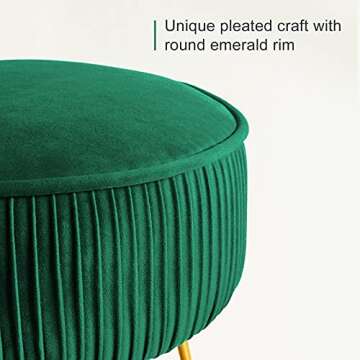Buy LUE BONA Emerald Velvet Vanity Stool - Stylish Ottoman