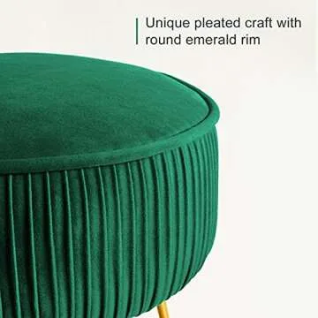 Buy LUE BONA Emerald Velvet Vanity Stool - Stylish Ottoman
