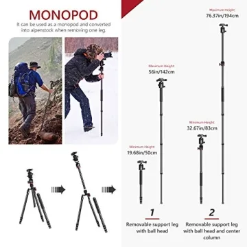 Neewer 2-in-1 Camera Tripod Monopod - 75.2 in Versatility