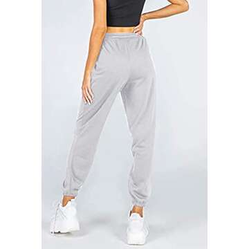 MESLIMA Women's Casual Sweatpants Drawstring Cinch Bottom Jogger Pants Running Active Lounge Trouser...