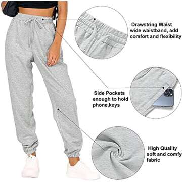 MESLIMA Women's Casual Sweatpants Drawstring Cinch Bottom Jogger Pants Running Active Lounge Trousers Grey, M