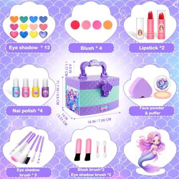 Toys for Girls,Real Kids-Makeup-Kit-for-Girl,Washable Pretend Toddler-Girl-Toys Makeup for Kid,Toys for 3 4 5 6 7 8 9 10 11 12 Year Old Girls,Princess-Dresses-for-Girls-Christmas-Brithday-Gifts