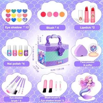 Toys for Girls,Real Kids-Makeup-Kit-for-Girl,Washable Pretend Toddler-Girl-Toys Makeup for Kid,Toys for 3 4 5 6 7 8 9 10 11 12 Year Old Girls,Princess-Dresses-for-Girls-Christmas-Brithday-Gifts