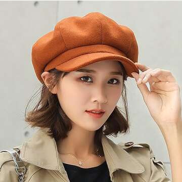 Stylish Newsboy Hat for Women - Warm Retro Fashion