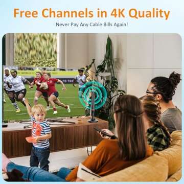DGUPSP Digital TV Antenna for Smart TVs - 360° Reception, 4K Support