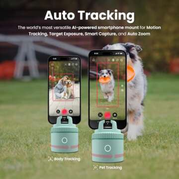 Pivo Pet Lite Pack Auto Pet, Face and Body Tracking, Ai-Powered 360° Rotation Smartphone Holder, Fo...