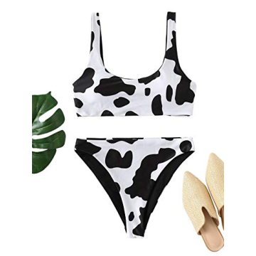 Women's High Waisted Cow Print Bikini - Stylish & Comfortable